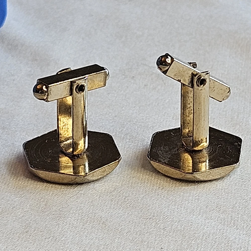 Hexagonal Pink and Black Cuff Links